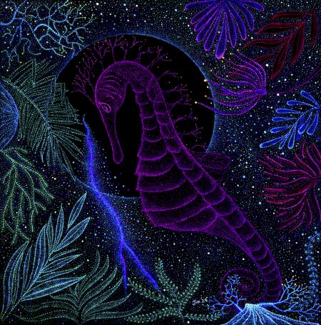 Seahorse--buy-ocean-art-marine-artwork-sea-draw-painting-trippy-marine-indian-artist-aquatic-illustration-sea-horse