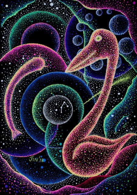 moonlight-magic-buy-psychedelic-art-jin-pointillism-draw-paint-buy-bird-cosmic-painting-jungle-illustration