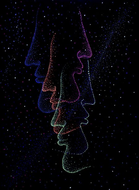 Monkey-mind-Psychedelic-Pointillism-Art-by-Jin-Dot-Art