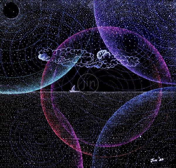 Sailing-through space--psychedelic-artwork-pointillism-art-trippy-glow-inthedark-jin-dot-art-dotwork-art