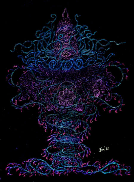Haeckle's-medusa-psychedelic-artwork-pointillism-art-trippy-glow-inthedark-jin-dot-art-dotwork-art