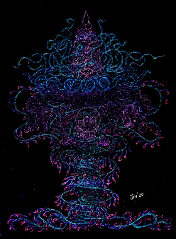 Haeckle's-medusa-psychedelic-artwork-pointillism-art-trippy-glow-inthedark-jin-dot-art-dotwork-art