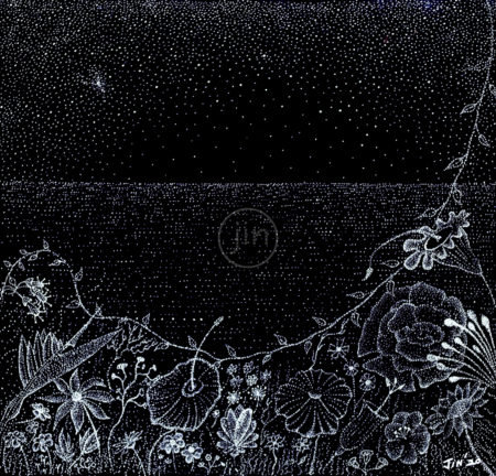Monochrome Flowers - Final-psychedelic-artwork-pointillism-art-trippy-glow-inthedark-jin-dot-art-dotwork-art